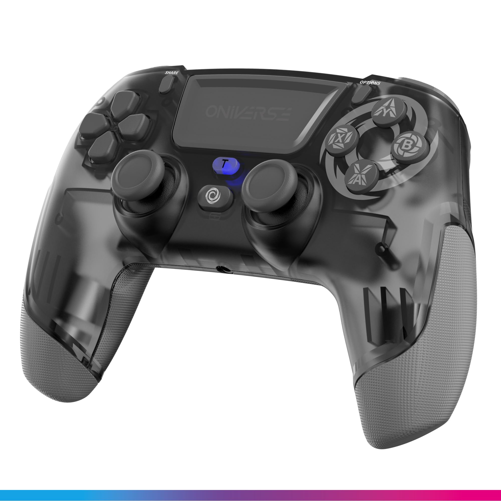 Oniverse Wireless Controller for PS4 PS3 PC ANDROID iOS, Stereo Headset Jack, Adjustable Vibrations, touchpad, macro back buttons, Turbo mode, Wake up, 6 Axis sensor - Revolt (Mercury Grey