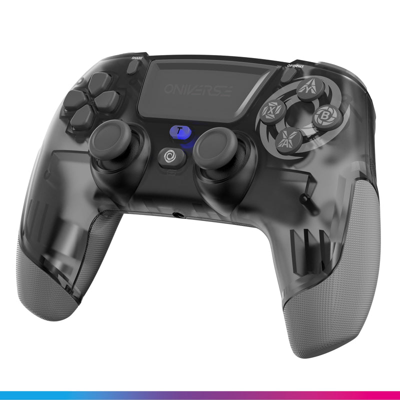 Oniverse Wireless Controller for PS4 PS3 PC ANDROID iOS, Stereo Headset Jack, Adjustable Vibrations, touchpad, macro back buttons, Turbo mode, Wake up, 6 Axis sensor - Revolt (Mercury Grey