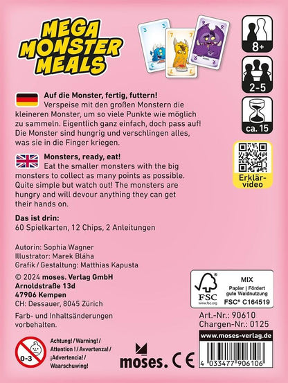 moses Mega Monster Meals Fuerte para Toda la Familia, memoriza Cartas y combina inteligentemente para 2 a 5 Finales de Juego a Partir de 8 años (90610
