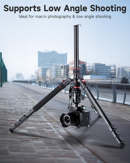 Rollei Compact Traveler No. 2 Black, 180cm Camera Stand with 360° Ball Head Lightweight Aluminum Travel Tripod with Monopod Function Complete Tripod Units for DSLR & Phone with Phone Holder