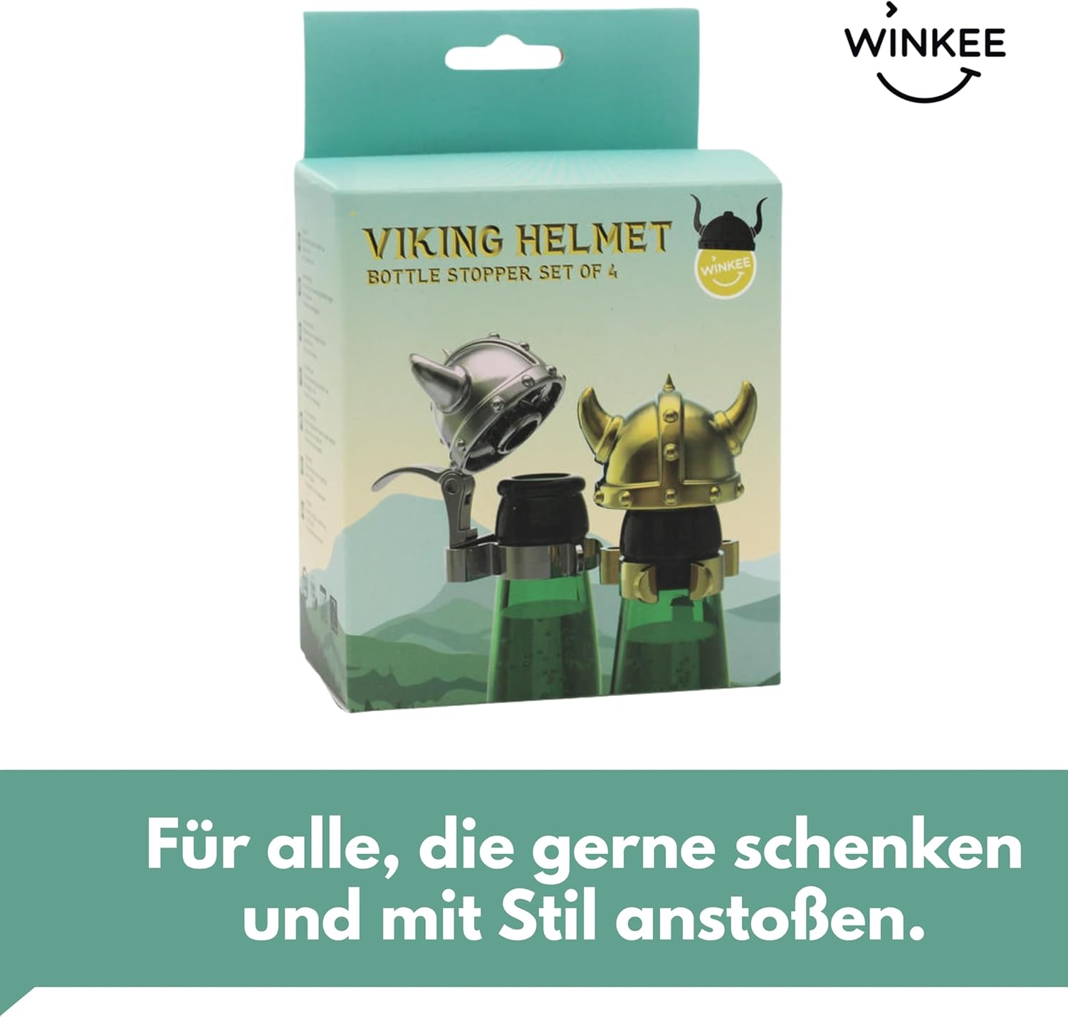 Winkee - Viking Helmet Bottle Stopper Set - 2 Inches