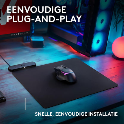 Logitech G POWERPLAY 2 draadloze oplaad muismat voor compatibele Logitech G gamingmuizen, 34,5 x 28,4 cm (13,5 x 11,2 inch), 3,5 mm hoogte, voor PC/Mac - Zwart