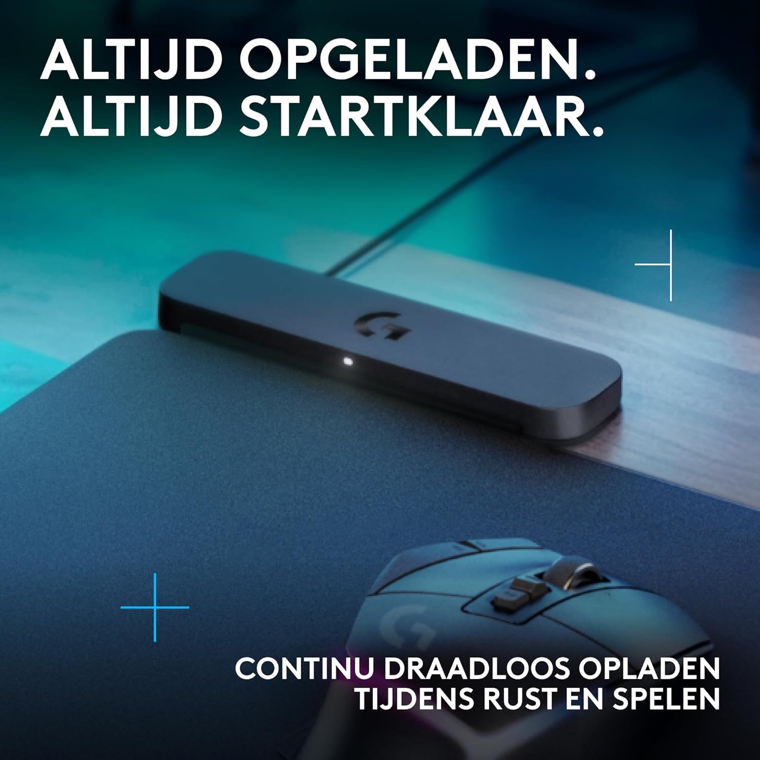 Logitech G POWERPLAY 2 draadloze oplaad muismat voor compatibele Logitech G gamingmuizen, 34,5 x 28,4 cm (13,5 x 11,2 inch), 3,5 mm hoogte, voor PC/Mac - Zwart