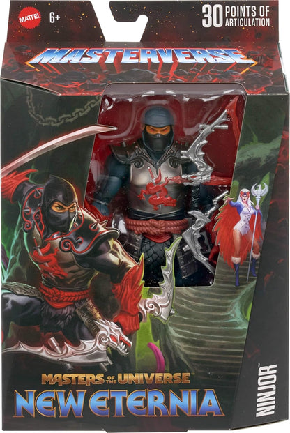 Masters of the Universe Masterverse Action Figure Ninjor, 30 Articulations, 7-inch MOTU Toy, Deluxe Design, Armor & Weapon Accessories, JBP82