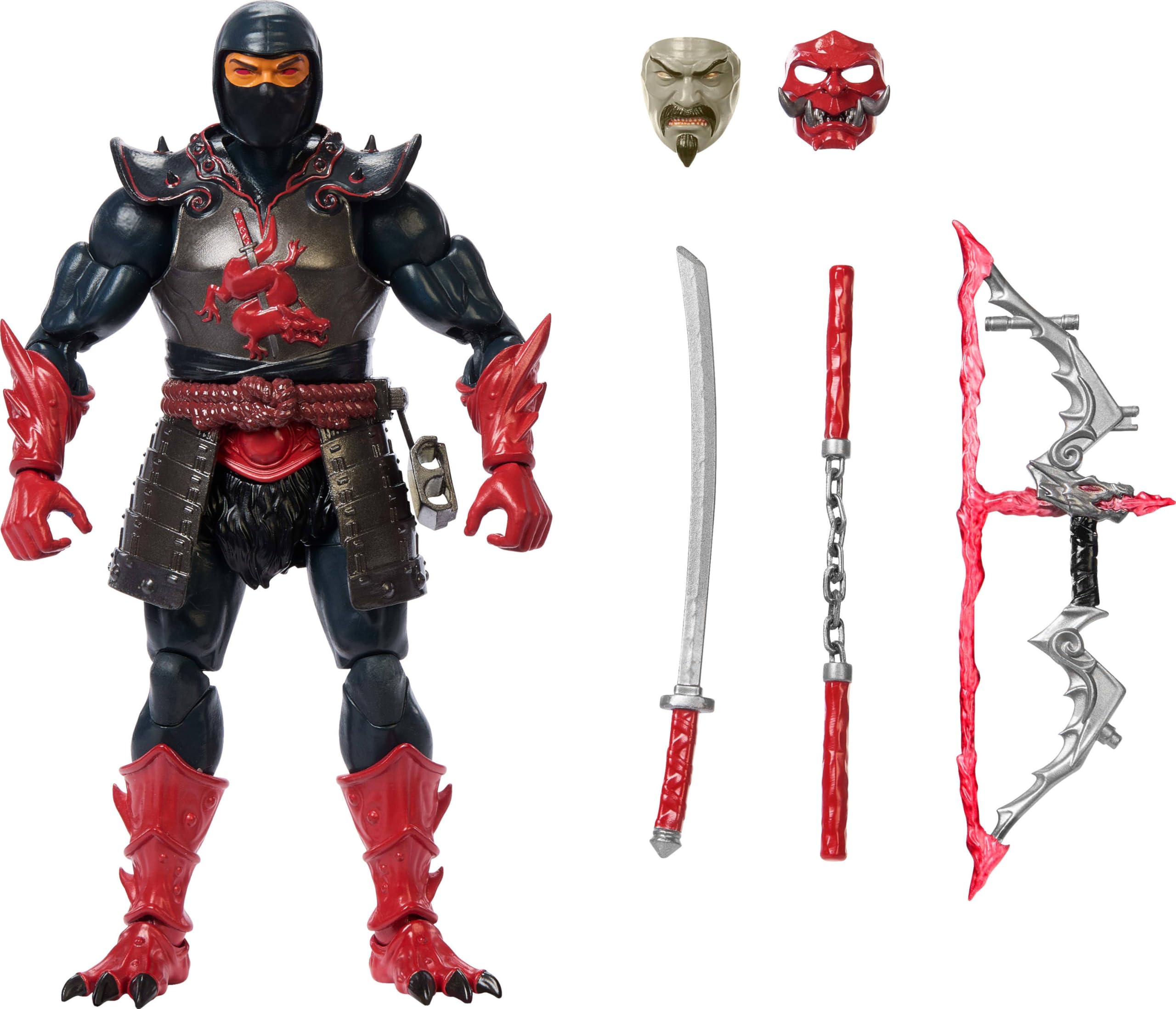 Masters of the Universe Masterverse Action Figure Ninjor, 30 Articulations, 7-inch MOTU Toy, Deluxe Design, Armor & Weapon Accessories, JBP82