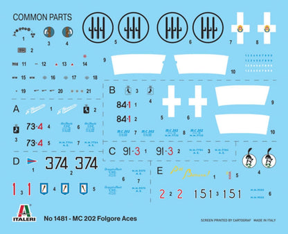 Italeri IT1/72 WW2 IT1481 IT1481 MCCHI MC.202 Folgore Ace Plastic Model
