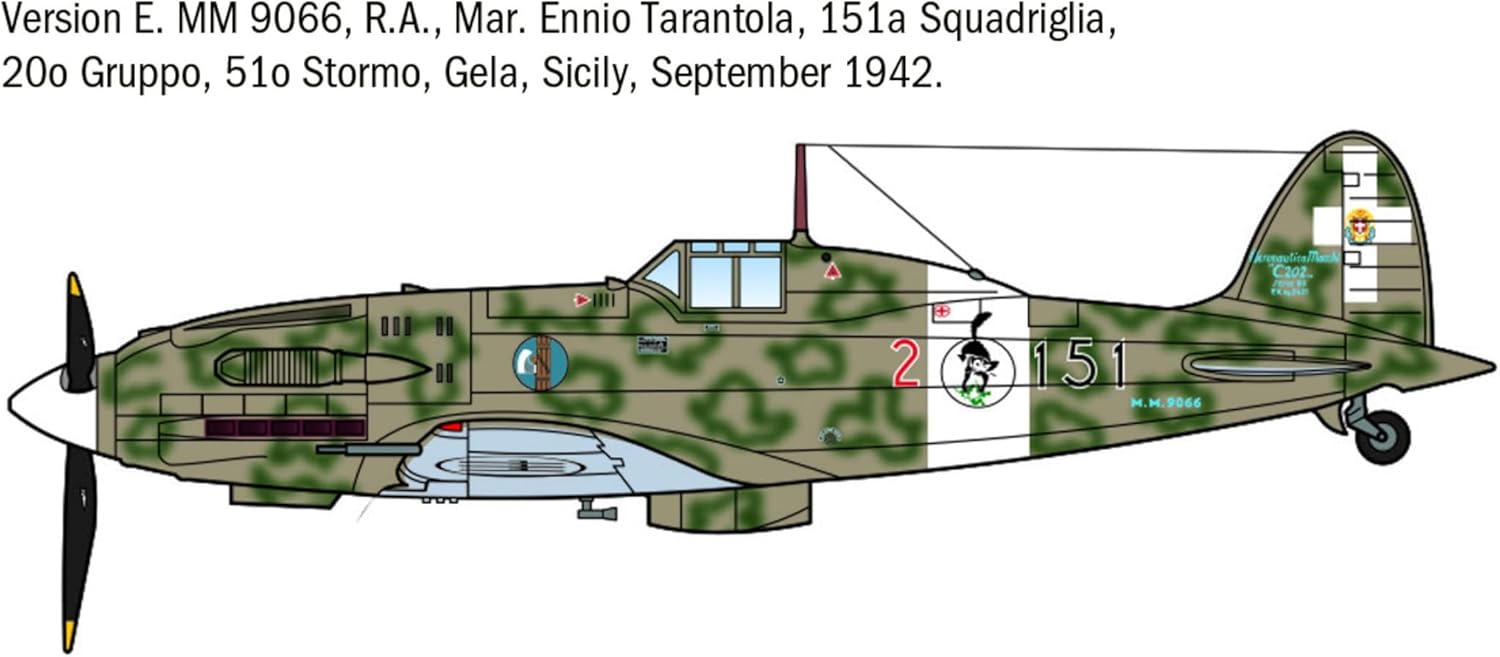 Italeri IT1/72 WW2 IT1481 IT1481 MCCHI MC.202 Folgore Ace Plastic Model