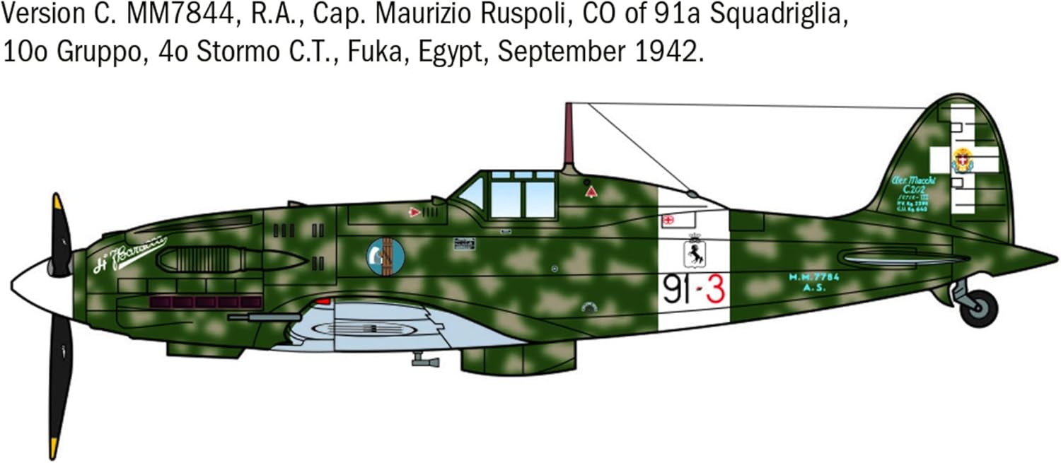 Italeri IT1/72 WW2 IT1481 IT1481 MCCHI MC.202 Folgore Ace Plastic Model