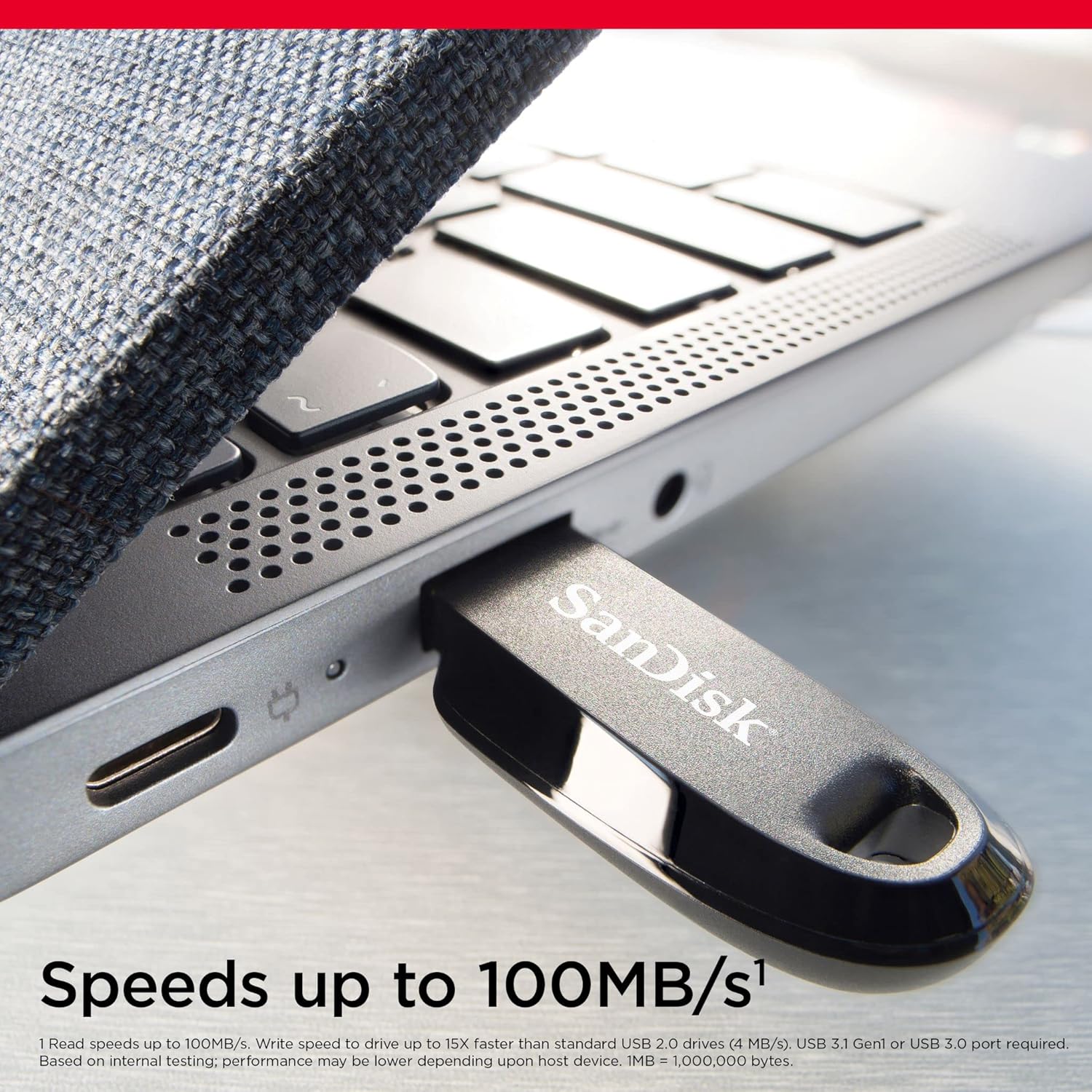 SanDisk 256GB Ultra Curve USB 3.2 Flash Drive, USB Stick, memory stick up to 100 MB/s read speeds, RescuePRO data recovery software, keyring loop, Black