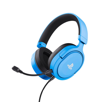 Trust Gaming GXT 498B Forta  Gaming Headset for PS5 / PS4, 1.2m Cable, 50mm Drivers, 3D Audio, Detachable Microphone, Wired Over-Ear Headphones with Mic, Blue
