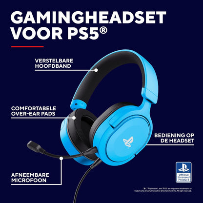 Trust Gaming GXT 498B Forta  Gaming Headset for PS5 / PS4, 1.2m Cable, 50mm Drivers, 3D Audio, Detachable Microphone, Wired Over-Ear Headphones with Mic, Blue