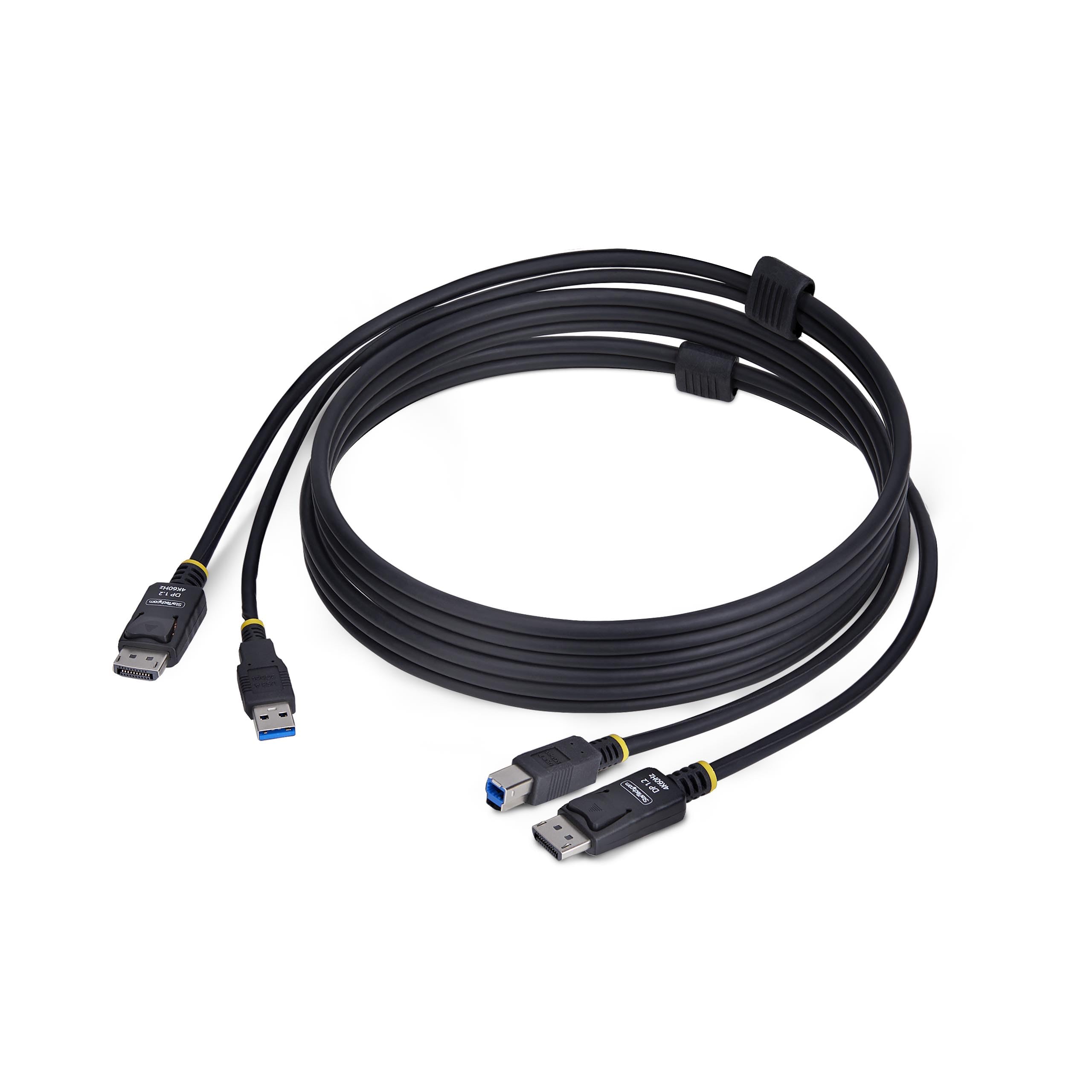 StarTech.com Câble KVM DisplayPort de 1,8m et USB 5Gbps, 4K 60Hz, Câble Combo à Compatibilité Universelle pour Switchs KVM