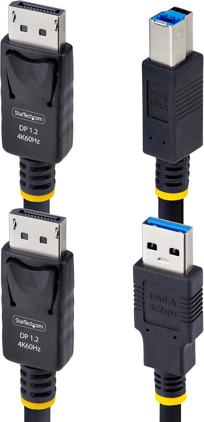 StarTech.com Câble KVM DisplayPort de 1,8m et USB 5Gbps, 4K 60Hz, Câble Combo à Compatibilité Universelle pour Switchs KVM