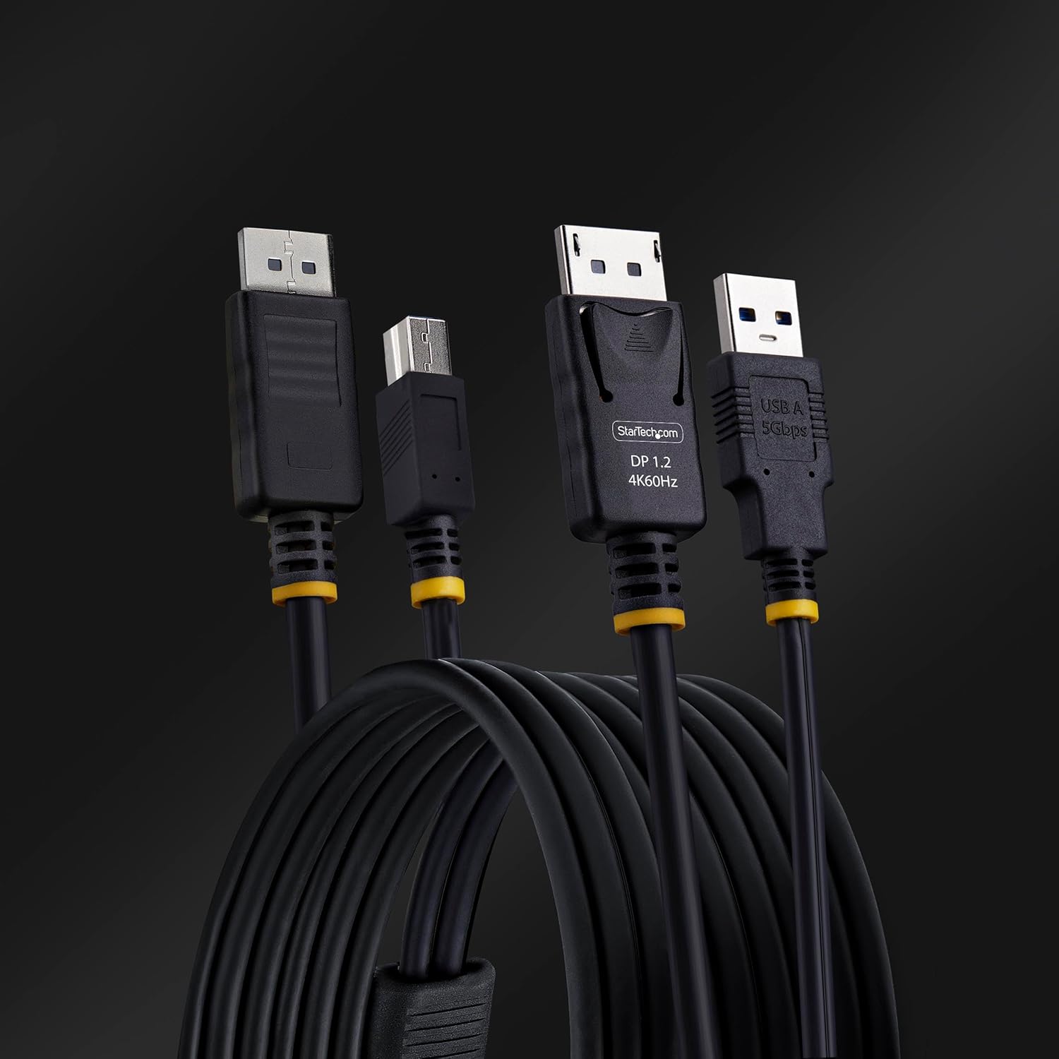 StarTech.com Câble KVM DisplayPort de 1,8m et USB 5Gbps, 4K 60Hz, Câble Combo à Compatibilité Universelle pour Switchs KVM