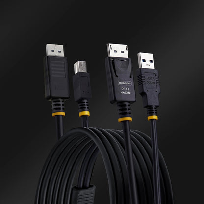StarTech.com Câble KVM DisplayPort de 1,8m et USB 5Gbps, 4K 60Hz, Câble Combo à Compatibilité Universelle pour Switchs KVM