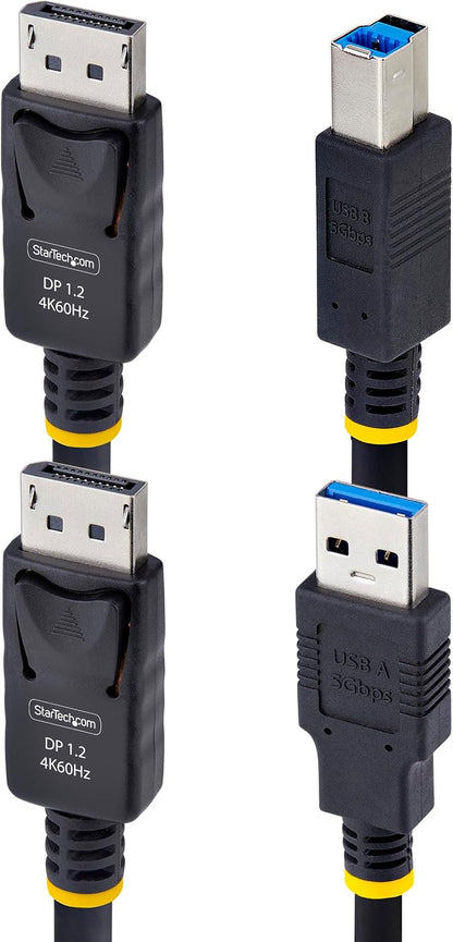 StarTech.com 10ft (3m) DisplayPort and USB 5Gbps KVM Cable, 4K 60Hz, Universal Compatible DP/USB Combo Cable for KVM Switches