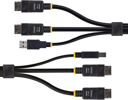 StarTech.com 6ft (1.8m) Dual-DisplayPort and USB 5Gbps KVM Cable, 4K 60Hz, Universal Compatible Combo Cable for KVM Switches