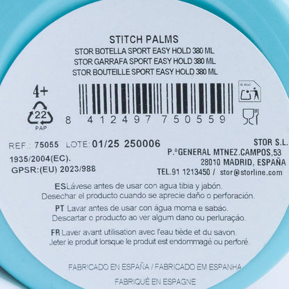 Stor 75073 Set VUELTA AL Cole EN CAJA Regalo (Botella REUTILIZABLE Sport Easy Hold 380 ML Y SANDWICHERA Rectangular) Stitch Palms Lunch Box, Plastic