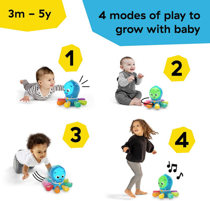 Baby Einstein Ocean Explorers Giocattolo didattico multiattività per gattonare e inseguire 4 in 1 Go Opus Go di, musica e luci, 3 mesi-5 anni