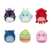 Squishmallows Micromallows Original 6-Pack - Safiya the Zebra, Gideon the Guacamole, Agnolo the Tadpole,Altman the Squid, Connie the Moth, Elin the Lotus