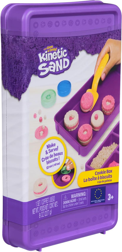 Kinetic Sand, koektrommelset met 227 g speelzand (2 kleuren), 1 stuk gereedschap en 2 vormen, herbruikbare verpakking, knutselen, sensorisch speelgoed