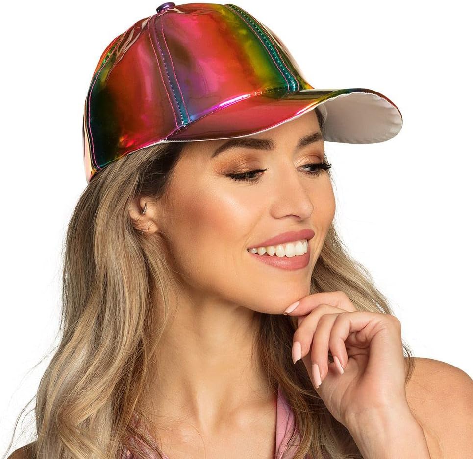 Boland - Baseball cap Holo, holografisch, in maat verstelbaar, pet, hoed, hoofddeksel, pet, rapper, kostuum, themafeest, carnaval