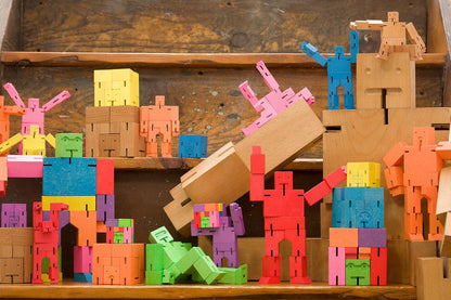 Areaware Multi-Colour Small Cubebot Wooden Mechanical Puzzle, 1 Set, 1 Item, 1 Piece, Ages 3+