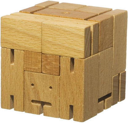 Small Cubebot Wooden Puzzle by Areaware (Natural