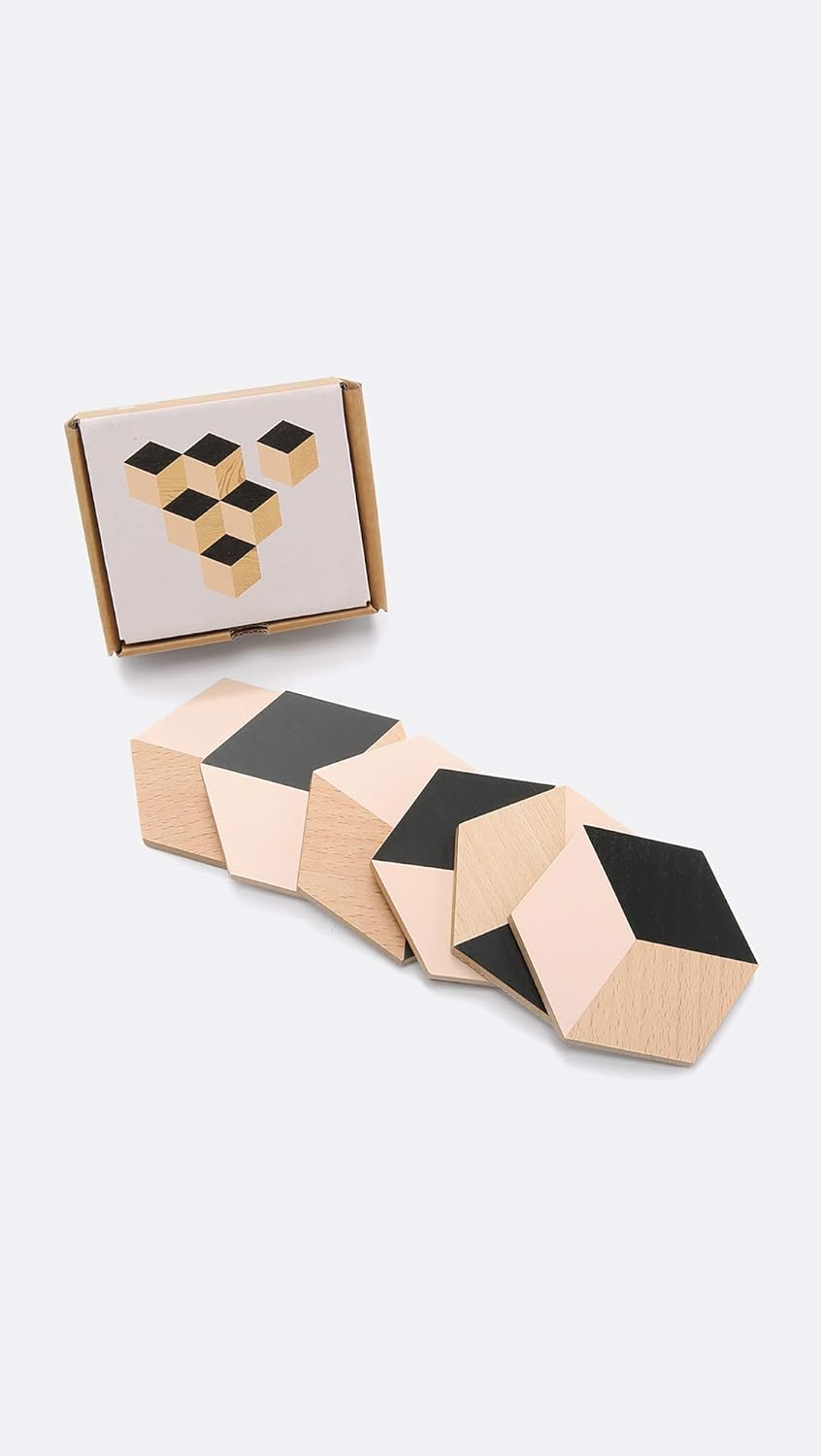 Areaware Table Tiles (black/beige), Cork, 10x9x5 cm