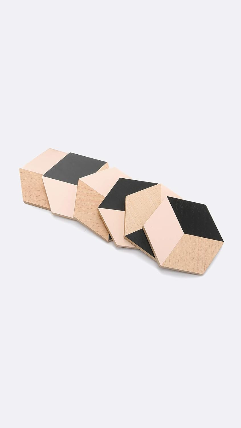 Areaware Table Tiles (black/beige), Cork, 10x9x5 cm