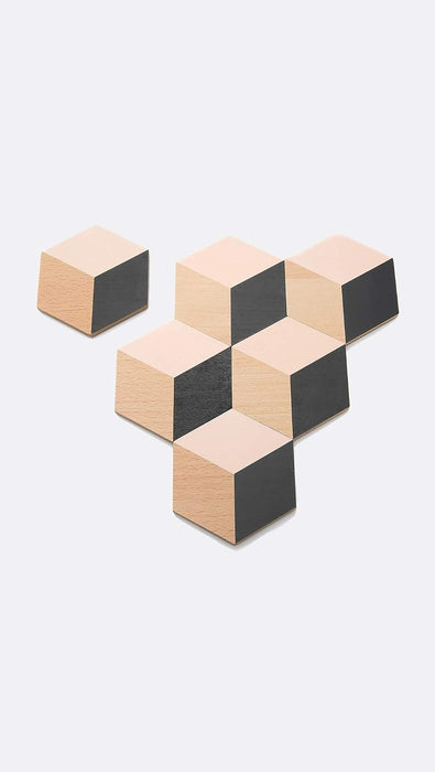 Areaware Table Tiles (black/beige), Cork, 10x9x5 cm