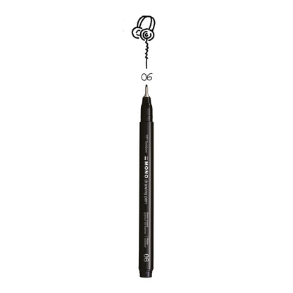 Tombow Fineliner MONO drawing pen, line width 06 (approx. 0.55 mm), pigment ink, water- and lightfast, for sketching, illustrating and drawing, black, WS-EFL-H-06