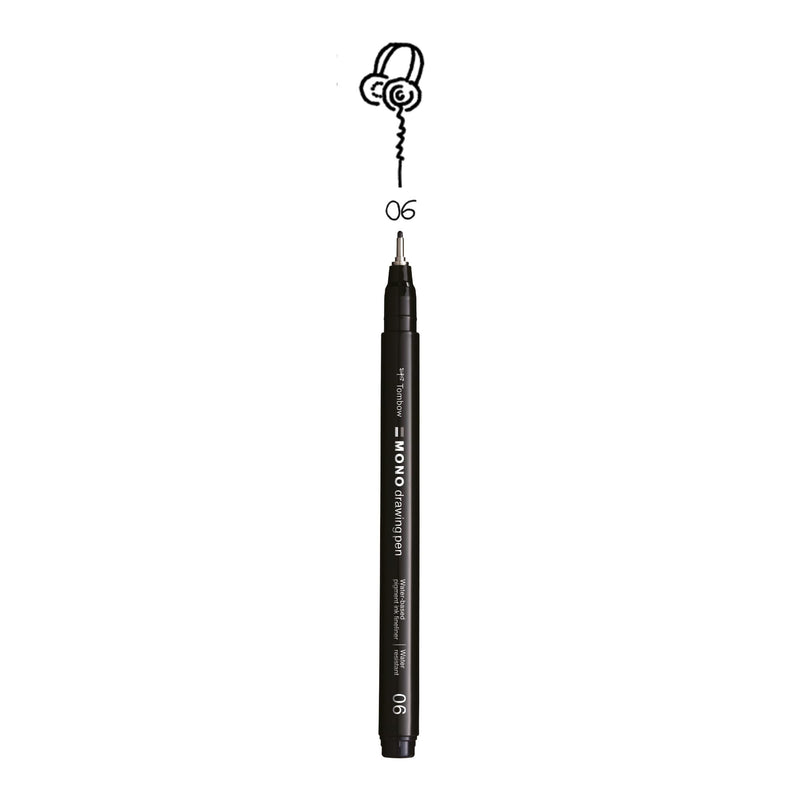 Tombow Fineliner MONO drawing pen, line width 06 (approx. 0.55 mm), pigment ink, water- and lightfast, for sketching, illustrating and drawing, black, WS-EFL-H-06