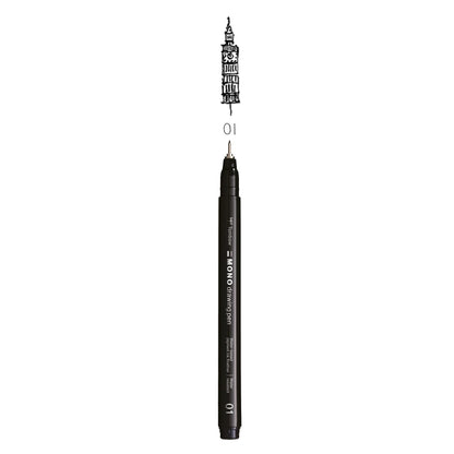Tombow Fineliner MONO drawing pen, line width 01 (approx. 0.25 mm), pigment ink, water and light resistant, for sketching, illustrating and drawing, black, WS-EFL-H-01