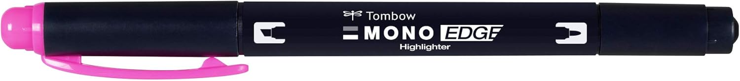 Tombow MONO edge highlighter with two tips, pink, chisel tip and fineliner tip, quick-drying, environmentally friendly design
