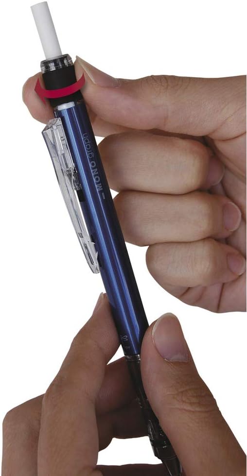 Tombow MONO graph mechanical pencil 0.5 mm, black, HB, precise drawing with 4 mm tip, shaking mechanism, incl. refillable eraser