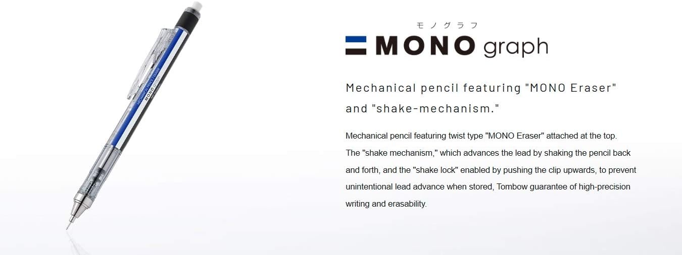 Tombow Mono Graph Shaker Mechanical Pencil 0.5mm, Blue Body (SH-MG41) by Tombow
