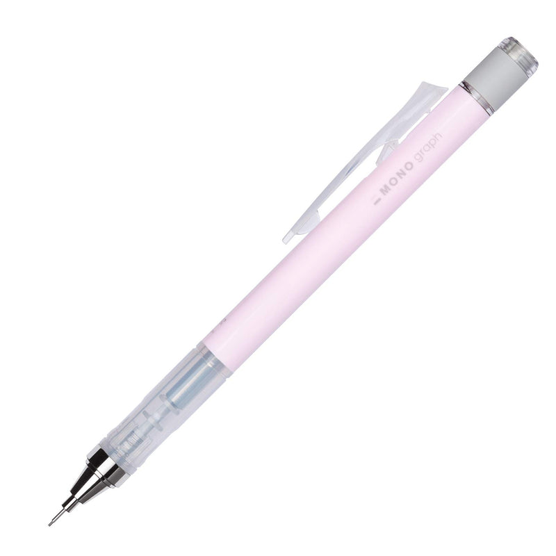 Tombow MONO graph mechanical pencil 0.5 mm, pink marshmellow, HB, precise drawing with 4 mm tip, shaking mechanism, incl. refillable eraser