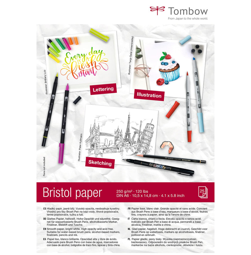 Tombow Bristol Paper A6 (14.8 x 10.5 cm), 250 g/m², 25 Sheets