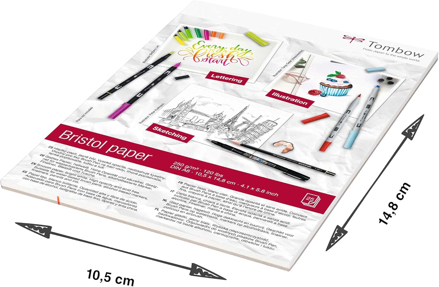 Tombow Bristol Paper A6 (14.8 x 10.5 cm), 250 g/m², 25 Sheets