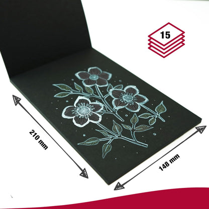 Tombow Black Paper Drawing Pad DIN A5 15 Sheets 250 g/m² Mixed Media Acid Free pH Neutral Black