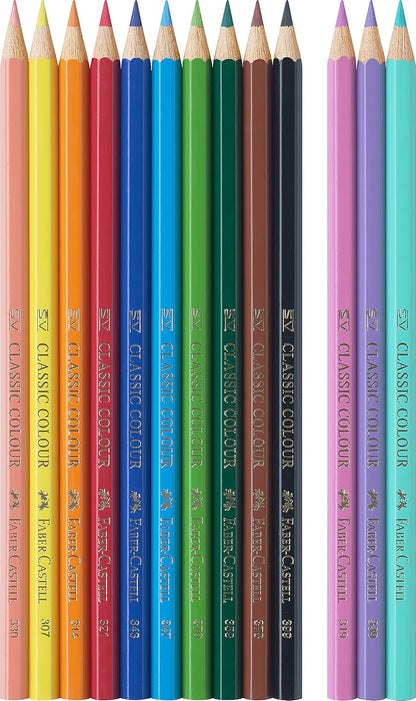 Faber-Castell 10 Colour Pencils + 3 Pastel - Includes Unicorn Sticker