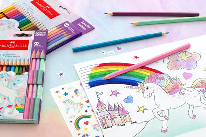 Faber-Castell 10 Colour Pencils + 3 Pastel - Includes Unicorn Sticker