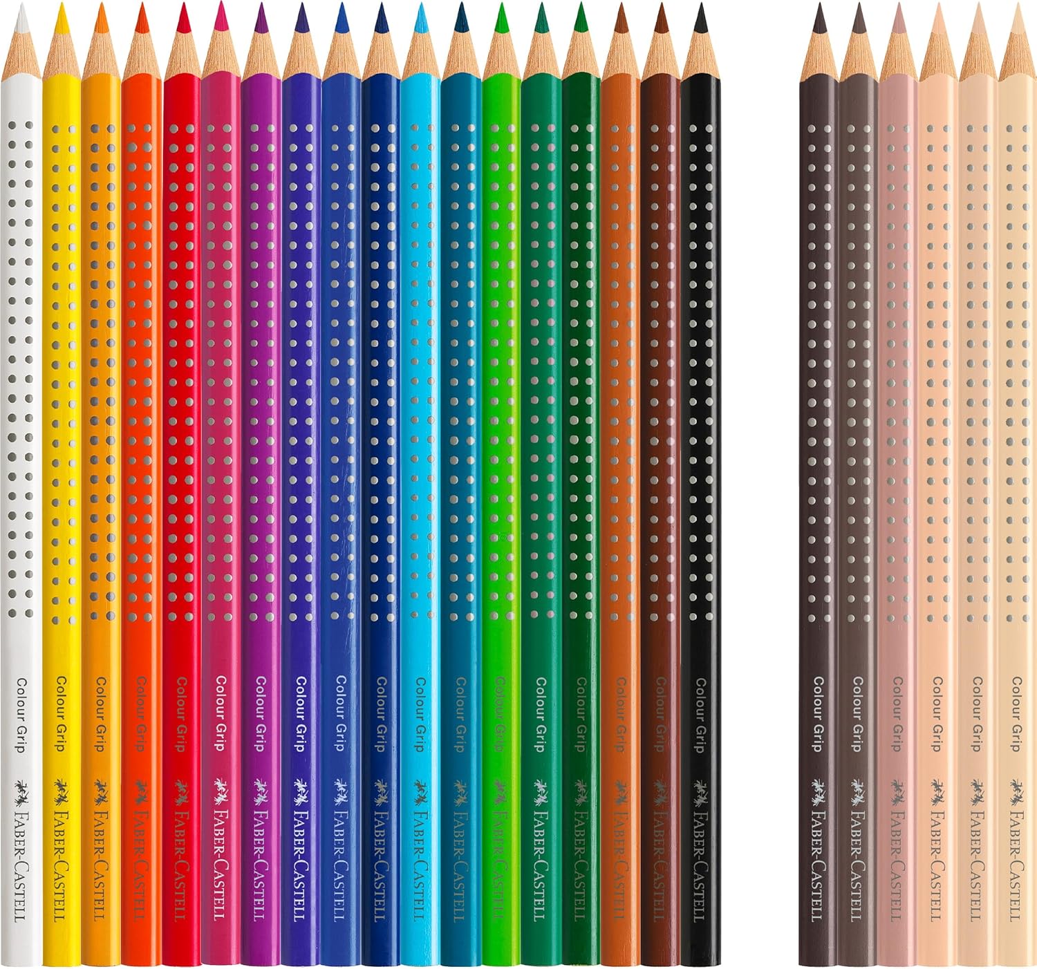 Faber-Castell 112819 - Juego de lápices de color Colour Grip, 24 piezas, incl. 6 lápices de color piel