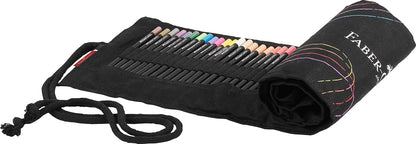 FABER-CASTELL 116418 Colouring Pencils Set with Pen Roll, 72 Black Edition Colouring Pencils, Includes Metallic and Neon Colours