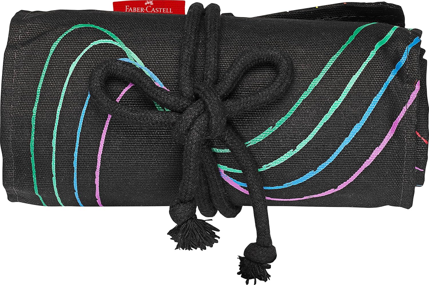 FABER-CASTELL 116418 Colouring Pencils Set with Pen Roll, 72 Black Edition Colouring Pencils, Includes Metallic and Neon Colours