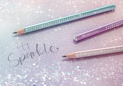 Faber-Castell Sparkle 118297 Pencil Set with Sharpener, Eraser and 2 Pencils, Writing Set Ocean Metallic