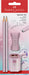 Faber-Castell 118298 – Juego de lápices Sparkle, con sacapuntas, goma de borrar y 2 lápices, set de escritura rosa metalizada