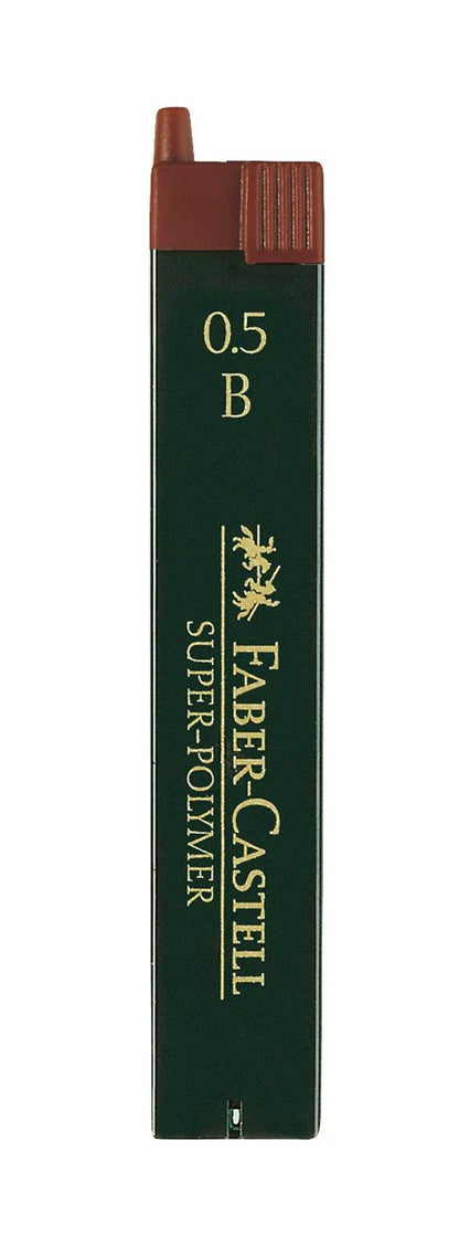 Faber-Castell 120501 - Mine Sottili Super Polymer, Durezza B, 0,5 Mm, 12 Pezzi