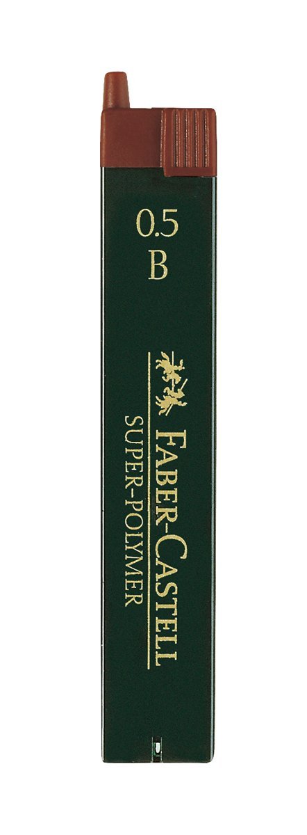 Faber-Castell 120501 - Mine Sottili Super Polymer, Durezza B, 0,5 Mm, 12 Pezzi